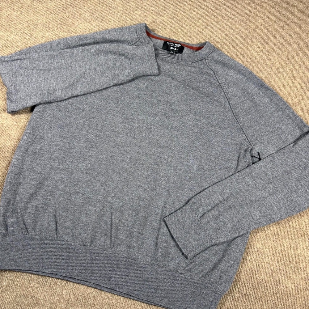Banana Republic Baruffa Sweater Mens 2XL Gray Merino Wool Knitted Raglan Sleeve